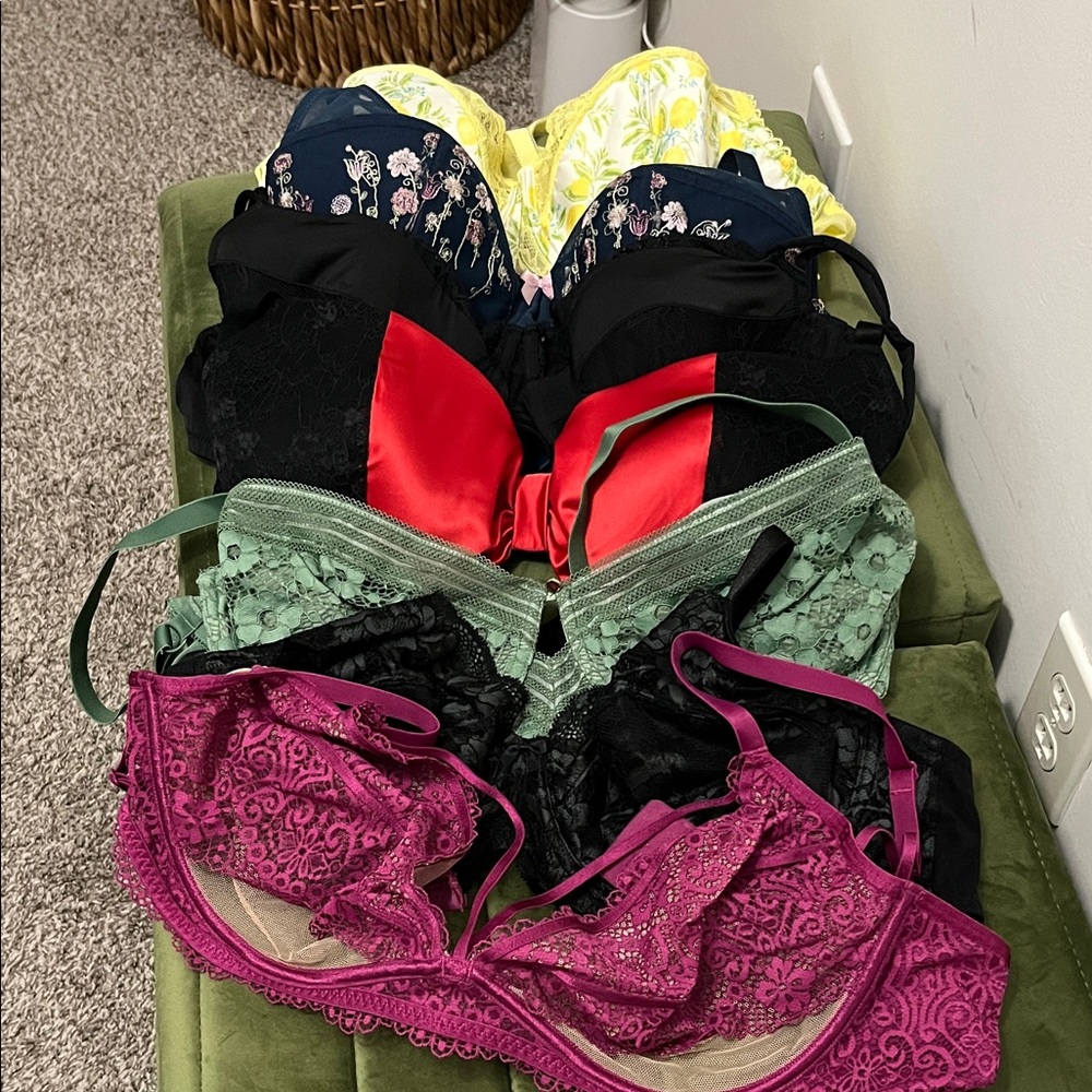 Adore Me Lace Bra Collection - Pink, Green, Red, Black